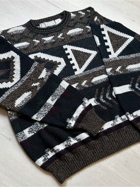 Vintage Michael Gerald Knit Pullover Sweater Geometric